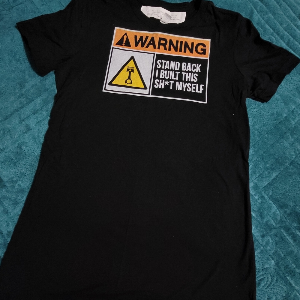Caution Stand Back Tshirt, Fitted Large New